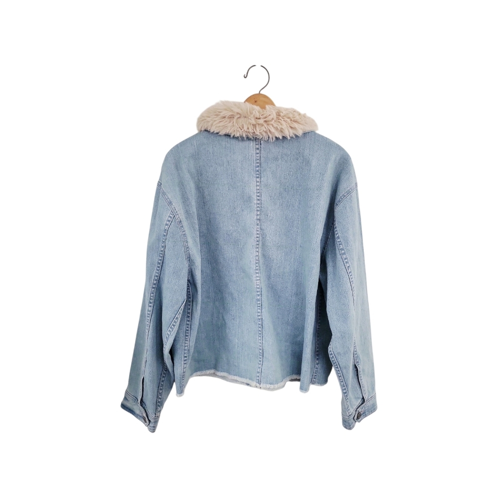 Women's Dylan Denim Trucker Sherpa Faux Fur Collar Jacket XL / NWOT - Picture 3 of 9